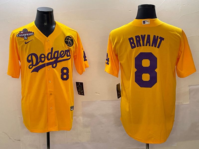Men Los Angeles Dodgers #8 Bryant Yellow Game 2025 Nike MLB Jersey style 4
